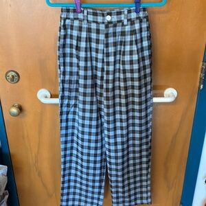 Blue & Black Plaid High Waisted Dress Pants